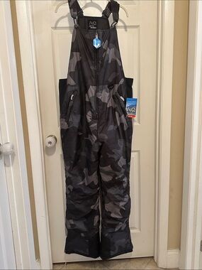 AQ/AQ Men's Black & Gray Camo Ski Bib Overalls